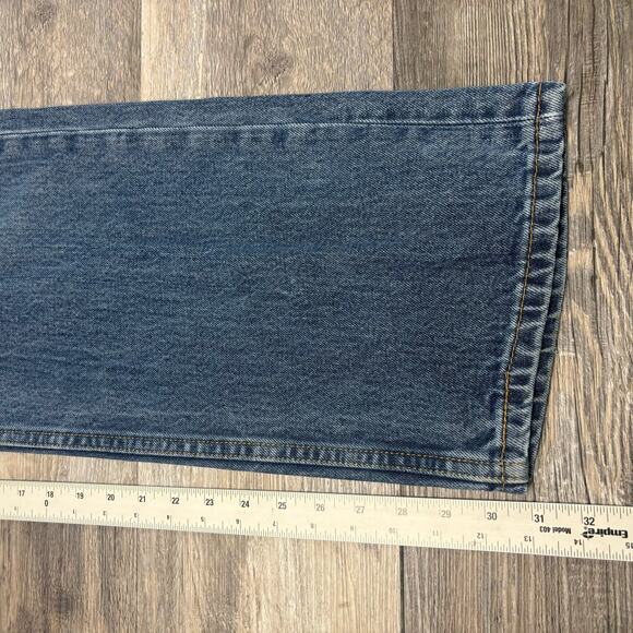 Levis 505 Red Tab Blue Mens 42x31 Regular Fit Straight Leg Mid Wash Denim Jeans - Picture 9 of 14